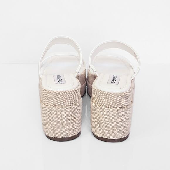 Steve Madden Women's Size 7 Merrcer Platform Slide Leather Sandal in White Beach - Picture 4 of 11